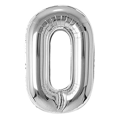 Flavouredlove 40inches zero Foil Number Air or Helium Balloon Party Decoration Silver Pack of 1 | 0 Year No. Balloons Birthday/Anniversary (Silver 0) - Image 1