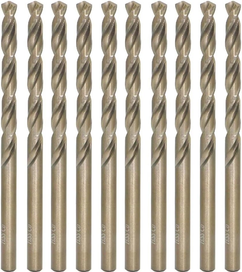LingGan Metric Cobalt Drill Bits 5mm 10PCS, M35 high Speed Steel, high Hardness Straight Shank Drill, Mechanical or Hand Drill for Drilling, Suitable for Stainless Steel, Iron, Copper and Aluminum. - Image 1