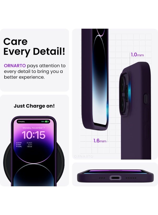 جراب متوافق مع iPhone 15 Pro Max مقاس 6.7 بوصة، جراب هاتف نحيف من السيليكون السائل مكون من 4 طبقات من المطاط الهلامي الناعم المقاوم للصدمات مع بطانة من الألياف الدقيقة المضادة للخدش (أرجواني غامق) - Image 5