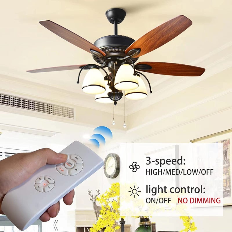 Smekitlly 2 Pack Universal Ceiling Fan Remote Control Kit - 3-in-1 Wireless Mini Remote with Speed Control, Light Switch & Timer for Hunter, Honeywell, Harbor Breeze & Other Major Brands - Image 2