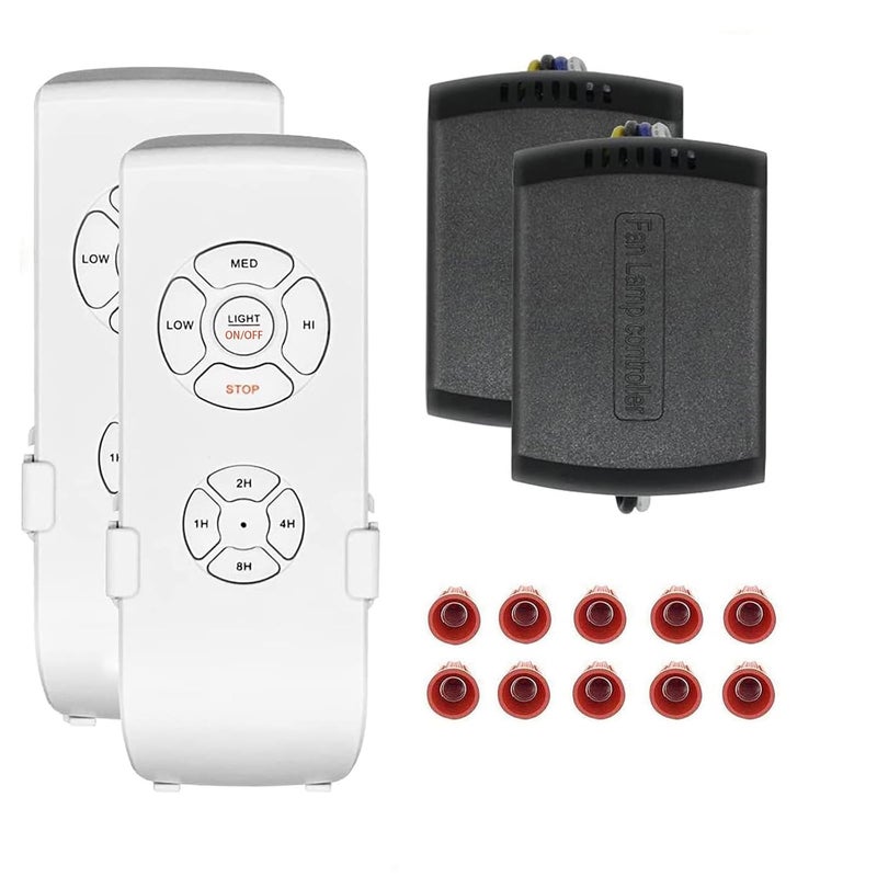 Smekitlly 2 Pack Universal Ceiling Fan Remote Control Kit - 3-in-1 Wireless Mini Remote with Speed Control, Light Switch & Timer for Hunter, Honeywell, Harbor Breeze & Other Major Brands - Image 1