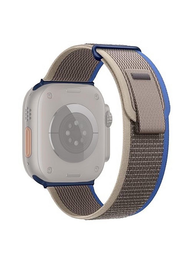 Sounce Sounce Soft Breathable Sport Nylon Loop Strap Compatible with iWatch Bands 49mm 45mm 44mm 42mm Adjustable G-Hook Straps for iWatch Series SE 9 8 7 6 5 4 3 2 1 & Ultra 2 - Blue & Grey - Image 1