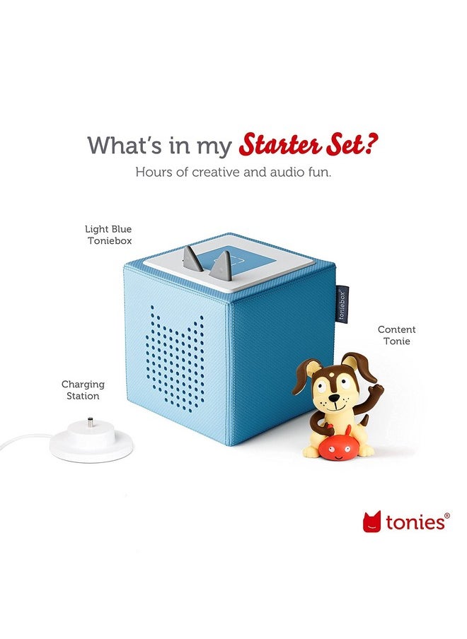 Tonies - Toniebox Audio Player Starter Set With Playtime Puppy Listen Learn And Play With One Huggable Little Box Light Blue - Image 1