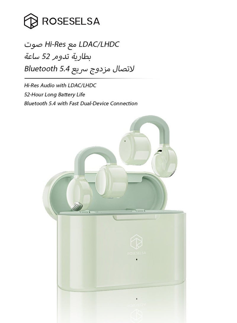 ROSESELSA OpenFree，Open-Ear ，Wireless TWS Bluetooth Earbuds LDAC Hi-Res 52H Playtime MIC AI Noise Reduction Ear Clip Non-In-Ear Clip On Headphones for Sports Running Office iOS Android - Image 1