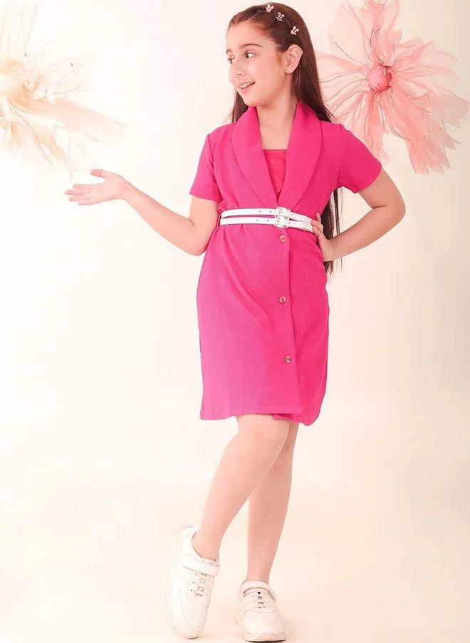 Bonkids BONKIDS Pink Satin Fit & Flare Dress for Girls