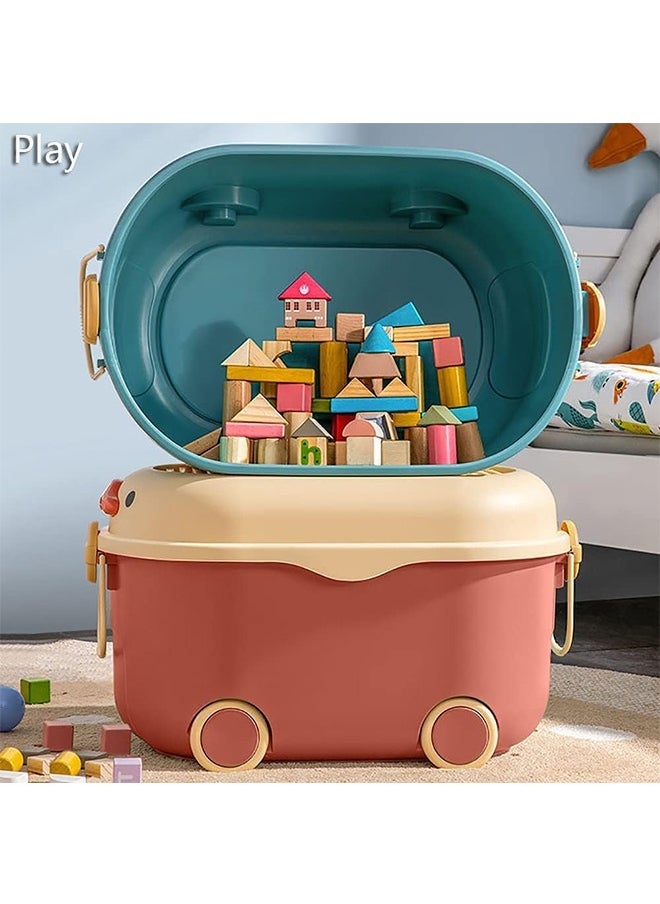 JCB CHIC - Children's Toy Storage Box Stackable Toy Organizer with Wheels and Handle,Large Kids Toy Chest,Animal Toy Storage Organizer/Bin/Box/Basket/Trunk for Toddler - Image 1