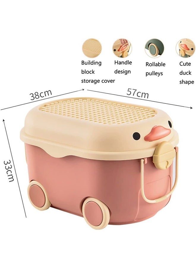 JCB CHIC - Children's Toy Storage Box Stackable Toy Organizer with Wheels and Handle,Large Kids Toy Chest,Animal Toy Storage Organizer/Bin/Box/Basket/Trunk for Toddler - Image 1