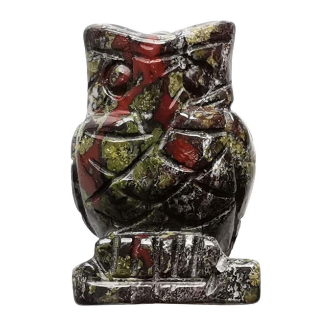 20 NATURAL DRAGON BLOODSTONE OWL BIRD SCULPTURE STATUE CRAFTS HEALING REIKI POCKET STONE FIGURINES DECOR