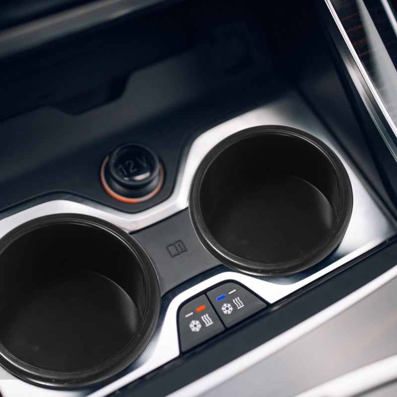 2Pcs Black Plastic Cup Holder Inserts For Car RV Anti Spill Beverage Can With Slot Design - Image 5