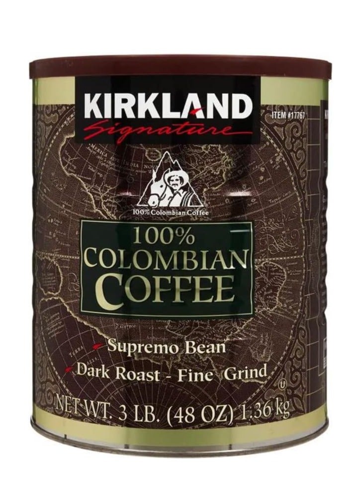 Kirkland Signature Colombian Supremo Dark Roast Fine Grind Coffee Bean, 1.36Kg For v60, Espresso, Cappuccino, Iced Coffee And More - Image 1