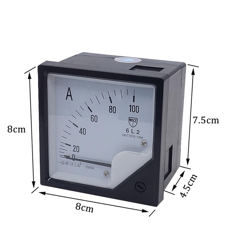 6L2 100 5A AC Ammeter Pointer Panel Meter 0 100A Current Generator Monitor - Image 2