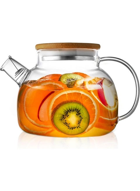 Heat-Resistant Glass Teapot with Infuser – Fire-Safe Transparent Tea Pot for Loose Leaf and Blooming Tea, Removable Filter, Easy Clean Elegant Design for Daily Brewing