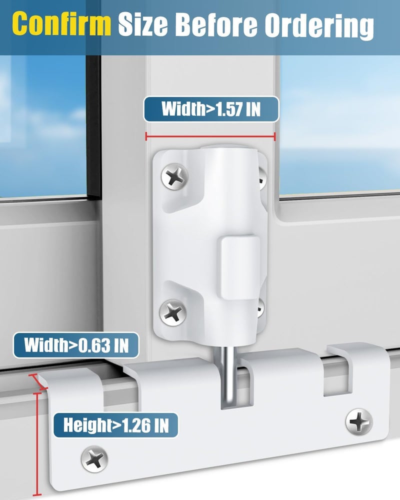 WINONLY Sliding Door Lock Window Locks for Patio Sliding Glass Door Foot Locks for Front Door Security Bar Stoppers Top Horizontal Childproof Keyless Safety Lock from Inside Home Apartment Hotel Essentials - Image 3