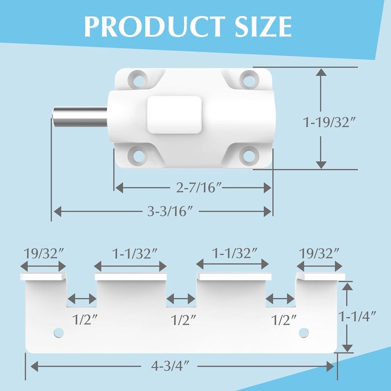 WINONLY Sliding Door Lock Window Locks for Patio Sliding Glass Door Foot Locks for Front Door Security Bar Stoppers Top Horizontal Childproof Keyless Safety Lock from Inside Home Apartment Hotel Essentials - Image 2