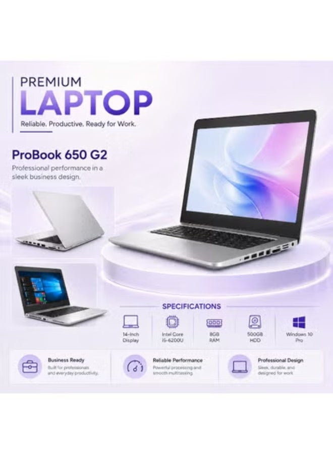 لابتوب 14 بوصة بمعالج فئة i5 وذاكرة 8 جيجابايت وتخزين 500 جيجابايت ونظام تشغيل احترافي مع حامل لابتوب وماوس وشنطة للعمل المكتبي والاستخدام اليومي - Image 3