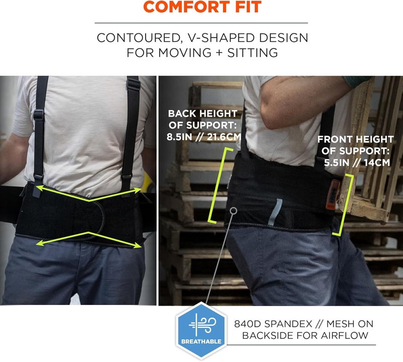 Ergodyne ProFlex 2000SF Back Support Brace 85 Spandex VShape Design and Patented Stays for Added Support LargeBlack - Image 4
