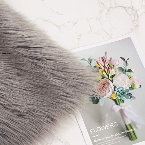 HYSEAS Set of 2 Decorative Faux Fur Throw Pillow Covers, Grey Fluffy Soft Fuzzy Square Cushion Cover Pillow Case for Sofa, Couch, Chair, Bed, Cafe, 18 x 18 Inches - Image 5