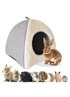 Kathson kathson Rabbit Bed Warm Hideout Bunny Cave Beds House Cozy Guinea Pig Hideouts with Foldable Winter Sleeping Nest for Small Animals Cats Hamsters Chinchillas Ferrets (Creamy White)  - Image 1