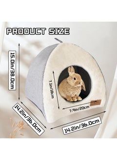 Kathson kathson Rabbit Bed Warm Hideout Bunny Cave Beds House Cozy Guinea Pig Hideouts with Foldable Winter Sleeping Nest for Small Animals Cats Hamsters Chinchillas Ferrets (Creamy White)  - Image 2