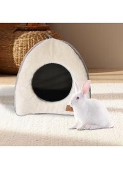 Kathson kathson Rabbit Bed Warm Hideout Bunny Cave Beds House Cozy Guinea Pig Hideouts with Foldable Winter Sleeping Nest for Small Animals Cats Hamsters Chinchillas Ferrets (Creamy White)  - Image 4