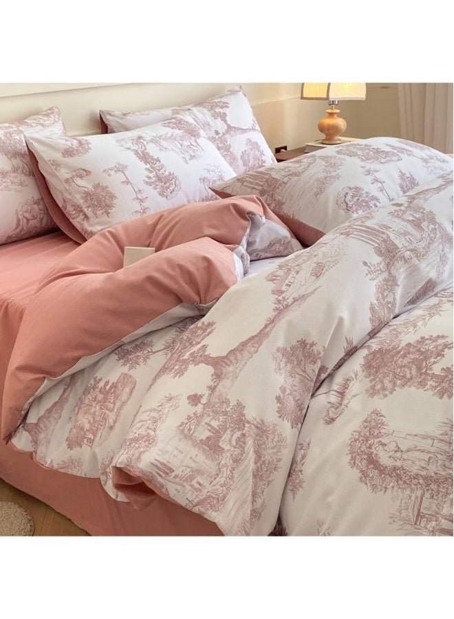 4 قطع مجموعة ألحفة قطنية تناسب سرير مزدوج بحجم 1.5م / 1.8م هدية منزلية هدية عيد ميلاد - Image 3