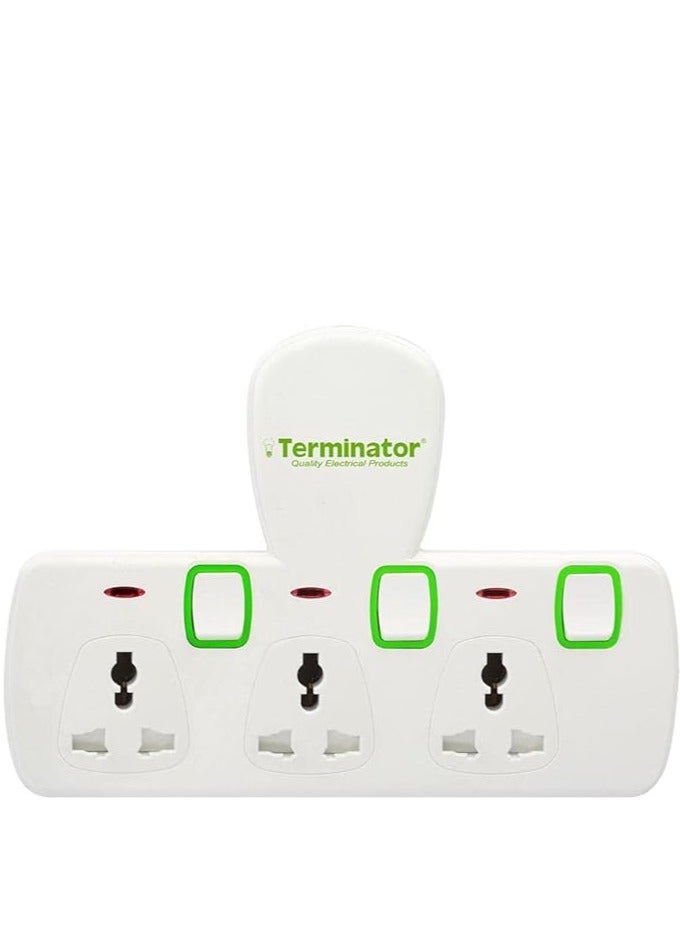 Terminator 3 Way Universal T-Socket Multi Adaptor With Individual Switches & Indicators 13A Plug and Safety Shutter (‎ TMA 573T) - Image 2