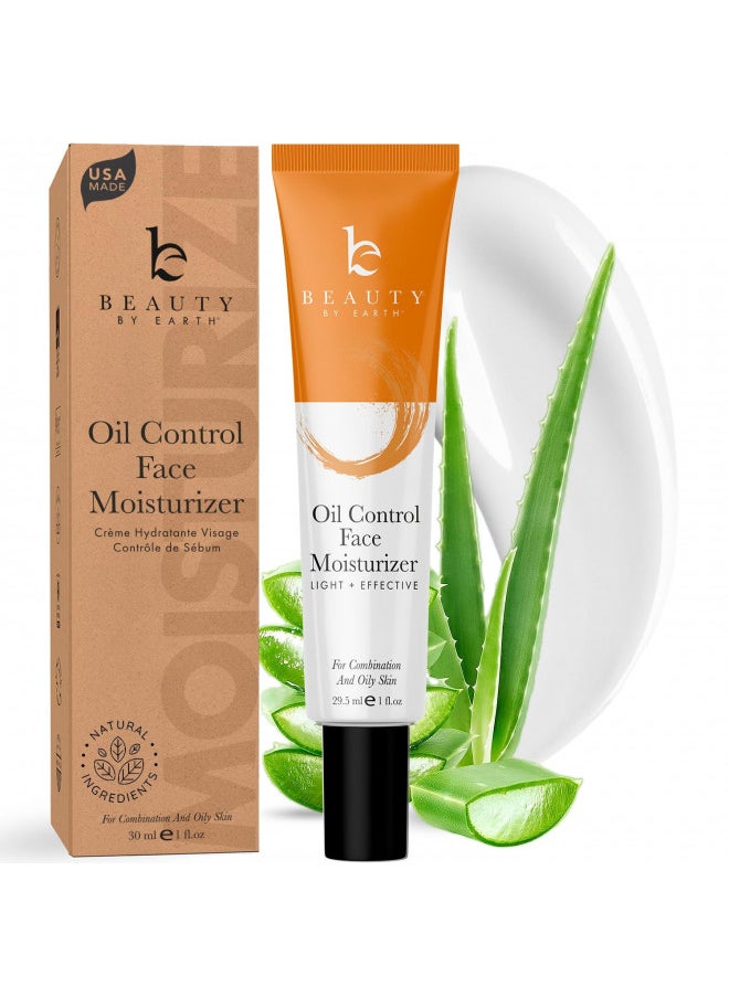Beauty by Earth Oil Control Face Moisturizer - Natural & Organic Anti Aging Facial Moisturizer for Men & Women, Best Face Moisturizer for Oily Skin or Acne Moisturizer, Face Moisturizer with Hyaluronic Acid - 1 Fl Oz  - Image 1