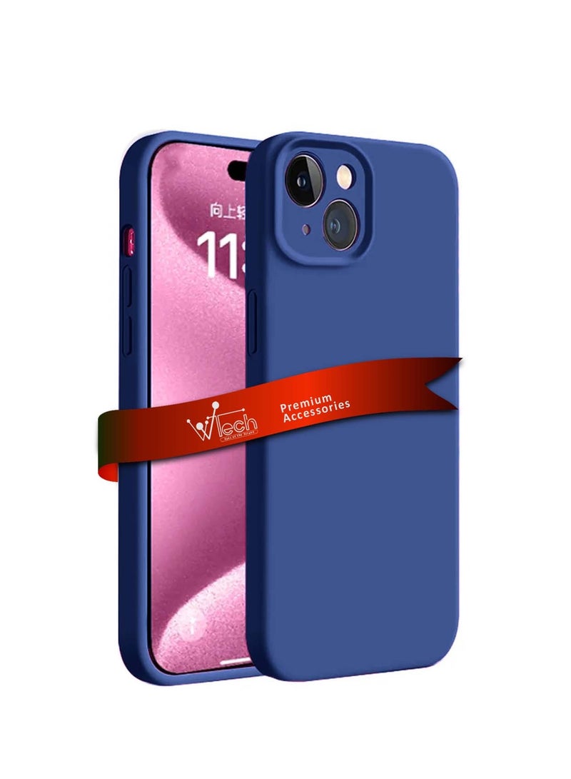 Wtech Premium Soft Liquid Silicone Case Cover For Apple iPhone 15 2023 Navy Blue - Image 2