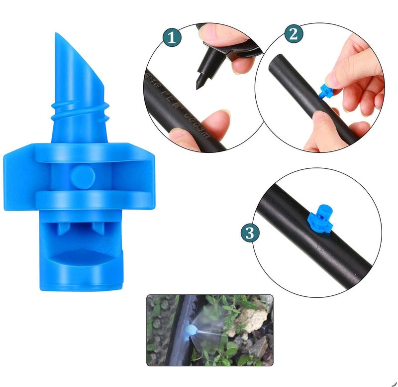 APPSTER 300 Pieces Water Spray Misting Nozzle Mini Sprinkler Sprayer Drip Irrigation for Plants Garden Lawn Irrigation System, 90 Degree, 180 Degree, 360 Degree, Plastic (300pcs Total | 100pcs Each) - Image 5