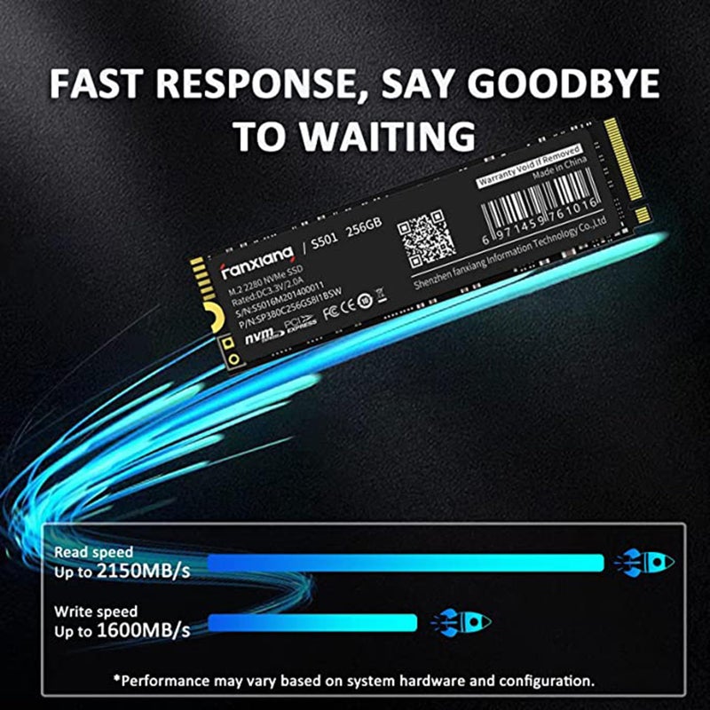 fanxiang فانشيانغ S501 256GB NVMe SSD 3D NAND1.3 PCIe Gen3x4 M.2 2280 محرك أقراص ثابت داخلي (سرعة قراءة تصل إلى 2,050 ميجابايت/ثانية) متوافق مع اللابتوب وكمبيوتر سطح المكتب - Image 5