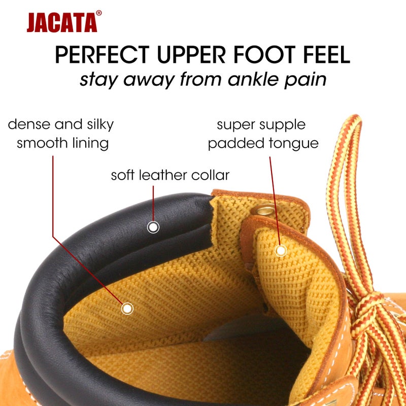 Jacata Men's Water Resistant Leather Work Boot Rubber Sole Construction Oil Resistant Utility Industrial Boots (Size 9.5) - Image 4
