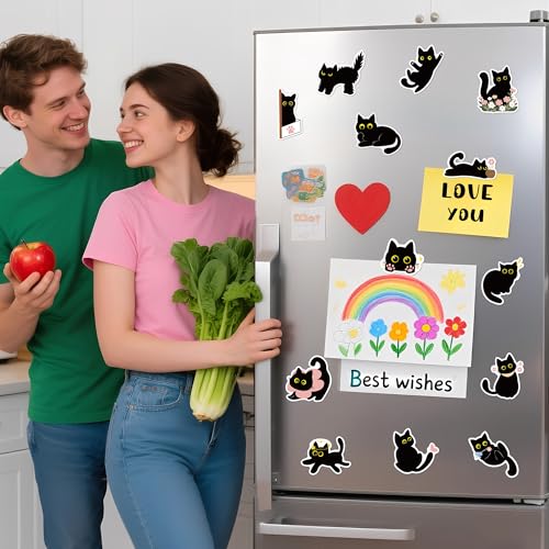 Nuesaurd 36PCS Cat Magnets Cute Fridge Magnets Funny Refrigerator Locker Magnets Black Cats Gifts for Cat Lovers Magnetic Stickers Decor for Locker Mailbox Door Whiteboard Home Kitchen Office - Image 4