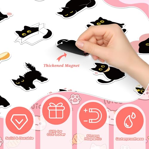 Nuesaurd 36PCS Cat Magnets Cute Fridge Magnets Funny Refrigerator Locker Magnets Black Cats Gifts for Cat Lovers Magnetic Stickers Decor for Locker Mailbox Door Whiteboard Home Kitchen Office - Image 3
