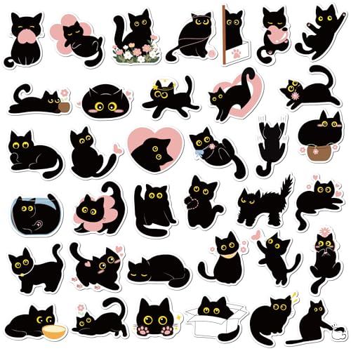 Nuesaurd 36PCS Cat Magnets Cute Fridge Magnets Funny Refrigerator Locker Magnets Black Cats Gifts for Cat Lovers Magnetic Stickers Decor for Locker Mailbox Door Whiteboard Home Kitchen Office - Image 1