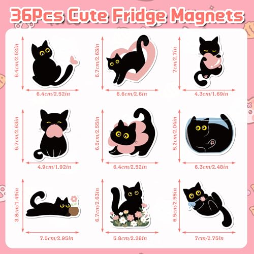 Nuesaurd 36PCS Cat Magnets Cute Fridge Magnets Funny Refrigerator Locker Magnets Black Cats Gifts for Cat Lovers Magnetic Stickers Decor for Locker Mailbox Door Whiteboard Home Kitchen Office - Image 2