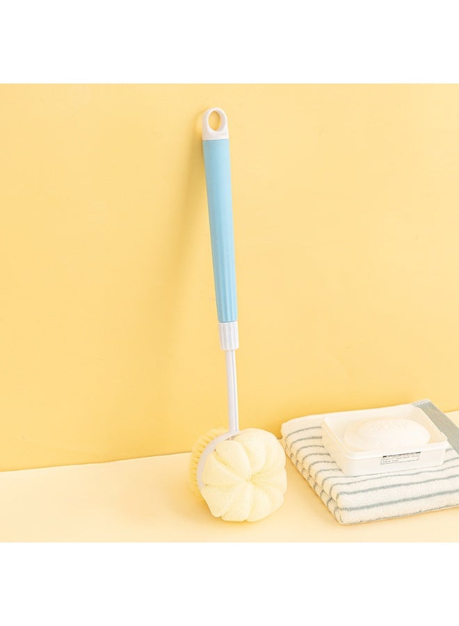 فرشاة حمام جافة ذات مقبض طويل قابل للسحب وثنائية الجانب لتقليل التمدد، فرشاة جافة للتخفيف من التمدد وتصريف اللمف، فرشاة تقشير، فرشاة حمام لتقشير الجسم (أزرق) - Image 3