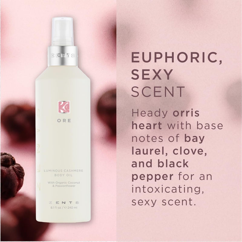 Zents Luminous Cashmere Body Oil (Ore Fragrance) | Moisturizing Body Oil with Vitamin E & Organic Coconut Oil | Softens & Smooths Skin | 8 fl oz - Image 3