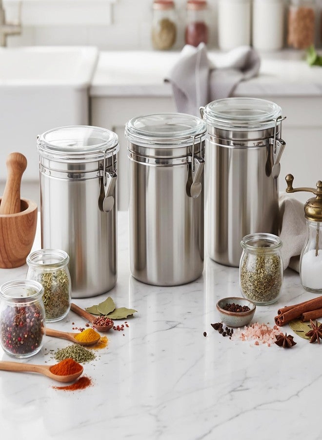 QWORK 4 Pack 62OZ Stainless Steel Canister Set with Lids - Airtight Food Storage Canisters, Sealable Jars for Coffee, Sugar, Flour, Tea - Image 2