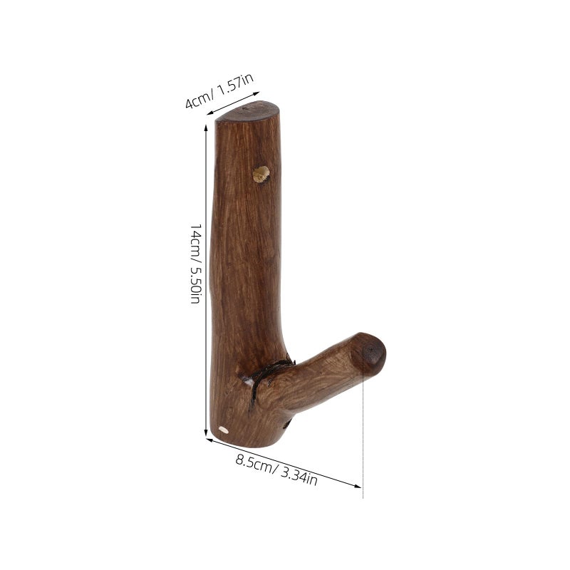 Rustic Wooden Wall Hook 10mm Thick Coat Key Holder for Entryway Closet - Image 3