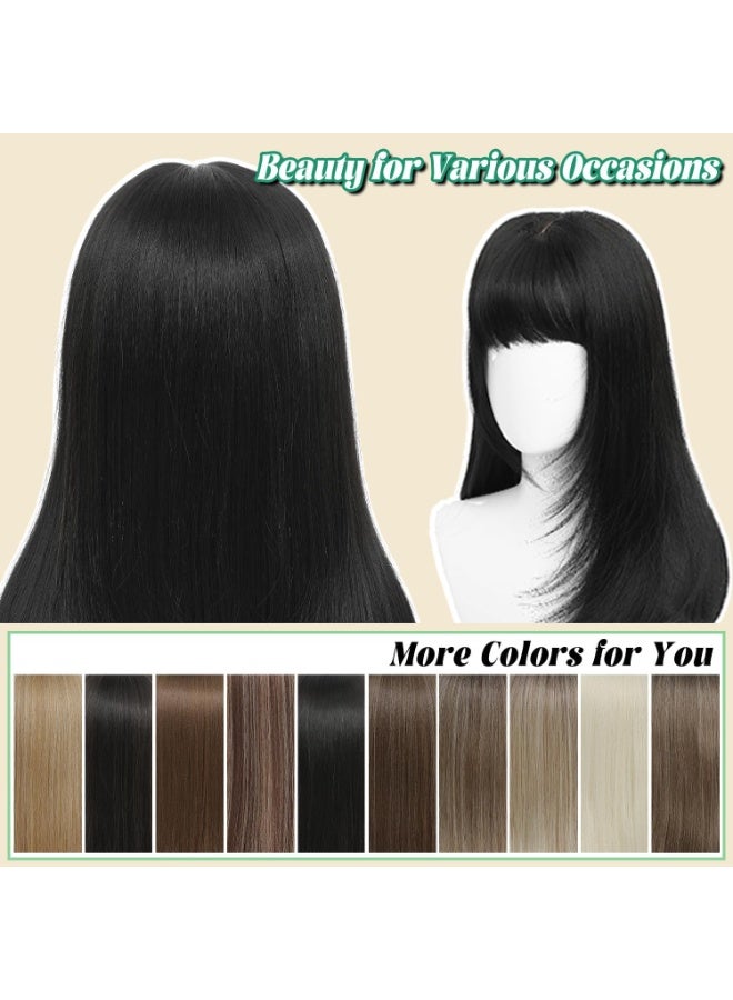 Bukela 24-inch Hair Extension With Light Clip-on Bangs, 360° 3d Realistic Scalp, Suitable for Everyday Wear (brown-black, Light Bangs). - Image 5