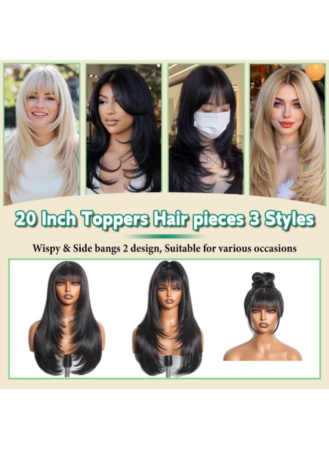 Bukela 24-inch Hair Extension With Light Clip-on Bangs, 360° 3d Realistic Scalp, Suitable for Everyday Wear (brown-black, Light Bangs). - Image 2