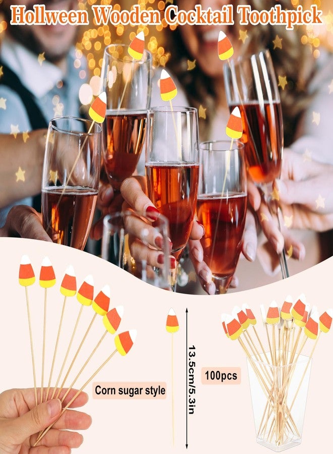وولاين مجموعة والين من 100 قطعة من أعواد تزيين الكوكتيل للهالوين، أعواد أسنان مزينة بحلوى الذرة، أعواد خيزران لتزيين الكب كيك، أعواد فواكه لتزيين المقبلات والمشروبات في الهالوين - Image 2