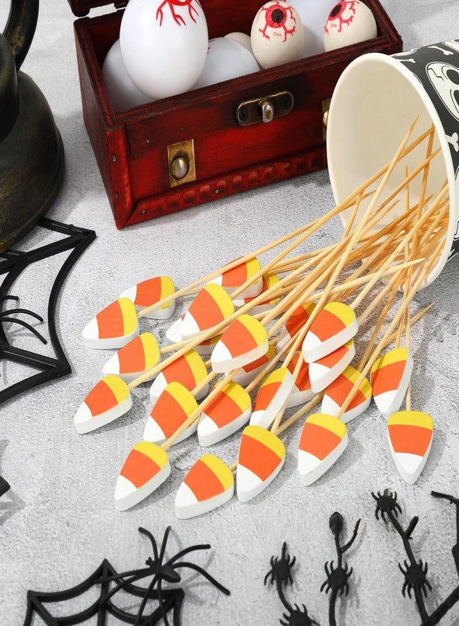 وولاين مجموعة والين من 100 قطعة من أعواد تزيين الكوكتيل للهالوين، أعواد أسنان مزينة بحلوى الذرة، أعواد خيزران لتزيين الكب كيك، أعواد فواكه لتزيين المقبلات والمشروبات في الهالوين - Image 5