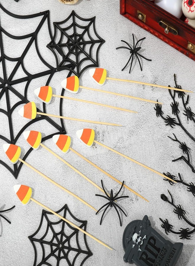 وولاين مجموعة والين من 100 قطعة من أعواد تزيين الكوكتيل للهالوين، أعواد أسنان مزينة بحلوى الذرة، أعواد خيزران لتزيين الكب كيك، أعواد فواكه لتزيين المقبلات والمشروبات في الهالوين - Image 4