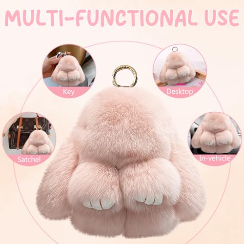 Lucift Bunny Keychain with Box, Bunny Keychain with Tin,Bun-ny Handmade Soft for Christmas Gifts, Bags, and Keys(Pink) - Image 3