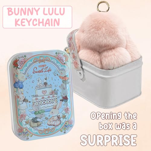 Lucift Bunny Keychain with Box, Bunny Keychain with Tin,Bun-ny Handmade Soft for Christmas Gifts, Bags, and Keys(Pink) - Image 4