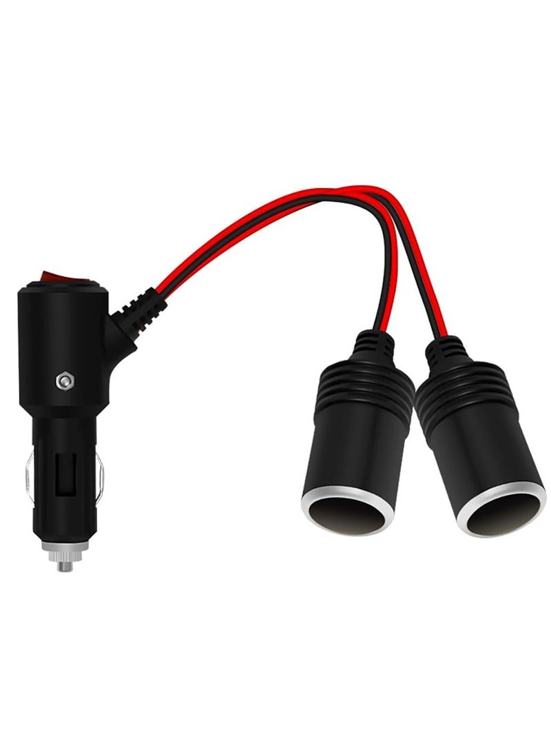 CMGTYYD Car Cigarette Lighter Adapter, 240W 1-to-2 DC 12V/24V Plug Splitter with Dual Socket, Switch, 3.9-inch Extension Cord, and 15A Fuses - Suitable for 12/24V Vehicles - Image 1