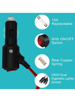 CMGTYYD Car Cigarette Lighter Adapter, 240W 1-to-2 DC 12V/24V Plug Splitter with Dual Socket, Switch, 3.9-inch Extension Cord, and 15A Fuses - Suitable for 12/24V Vehicles  - Image 3