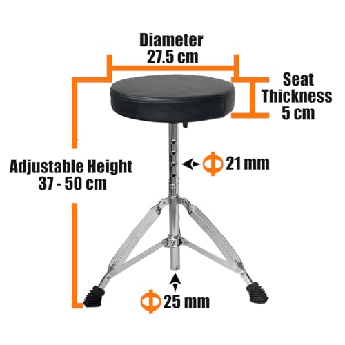 Softline Pro SP36-C Premium Heavy Duty Drum Throne Chrome 2.1 Kg Height Adjustable Drum Stool with Padded Seat - Image 5