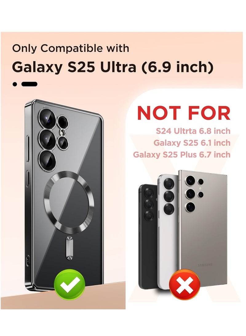 YJS Samsung Galaxy S25 Ultra Case Cover Magnetic with Magsafe Support Wireless Charging Cover with Screen Protector Full HD Clear Glass for Galaxy S25 Ultra 6.9 Inch - Image 2